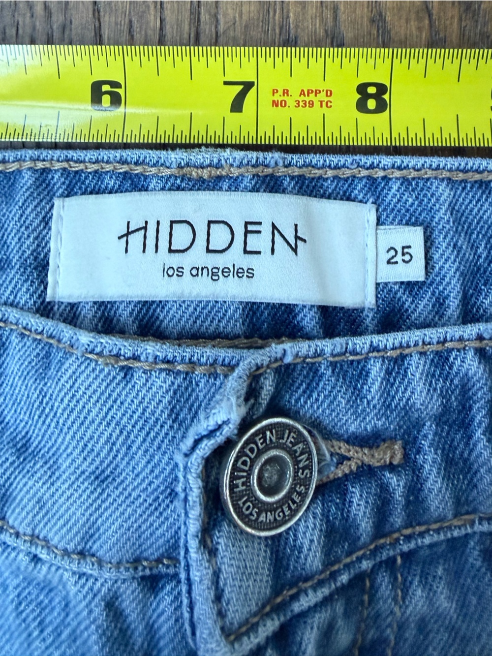 Hidden Light Blue Distressed High-Waist Wide-Leg Jeans 100% Cotton, Size 25 - Picture 6 of 9